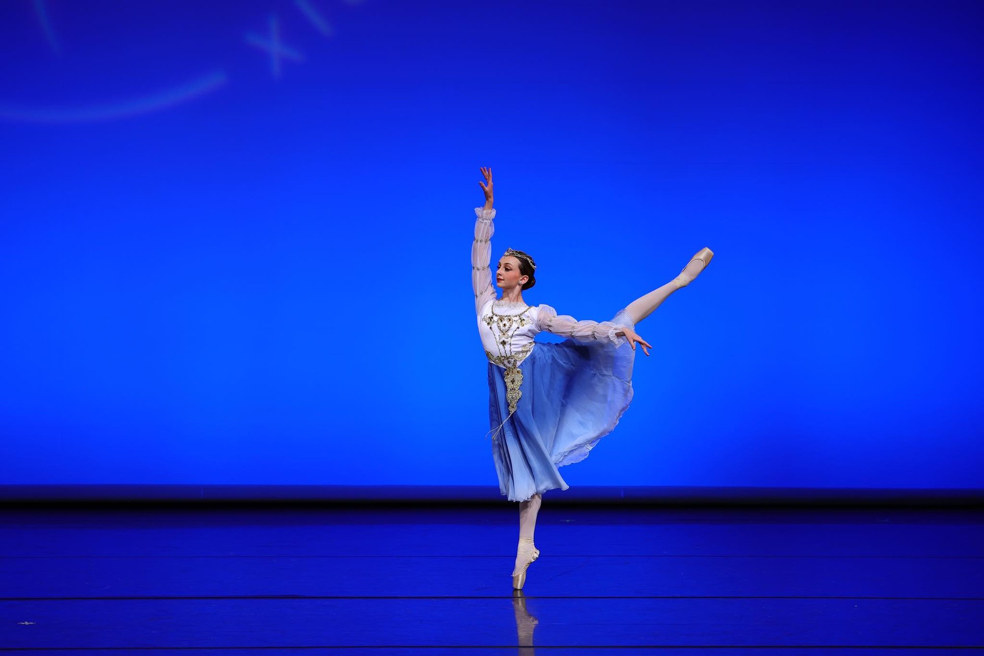 Plainfield Dance Academy dancer in lilac on a blue stage